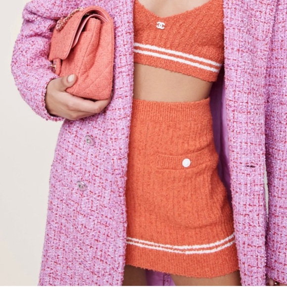 Auth Chanel Orange Viscose Skirt Sz. 38 - Excellent Condition - Picture 7 of 8